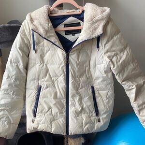 Down Jacket with Blue Accents